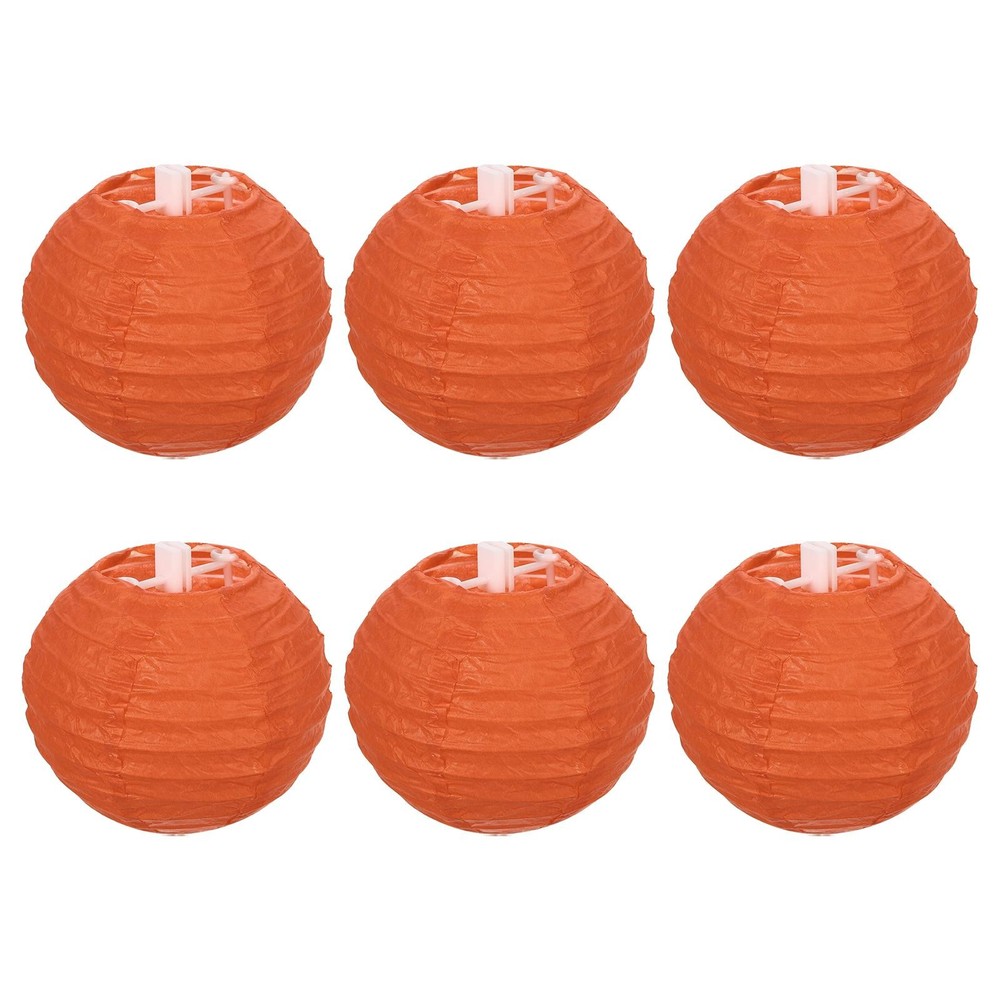 6pcs 4 Inch Folding Hanging Paper Lanterns Small Lampshade Orange