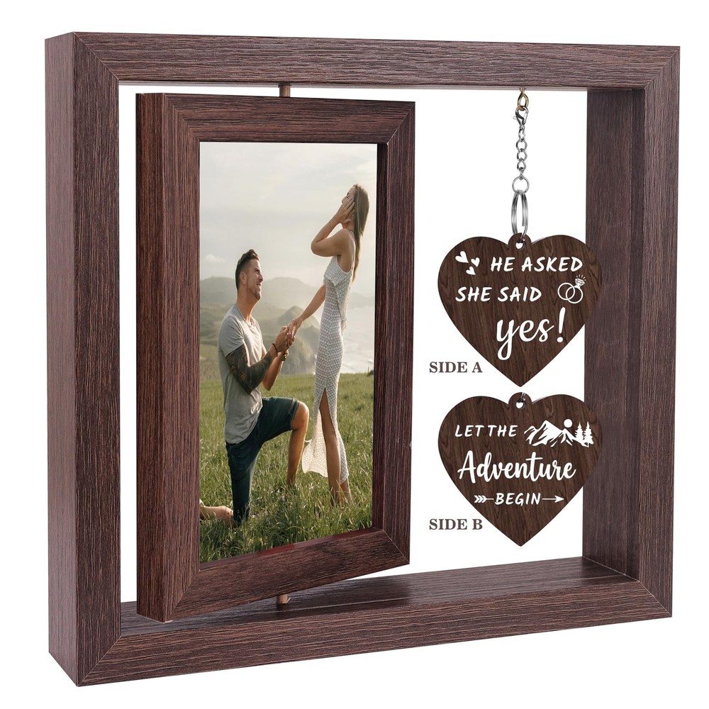 He Asked She Said Yes – Let the Adventure Begin Picture Frame Engagement Gift…