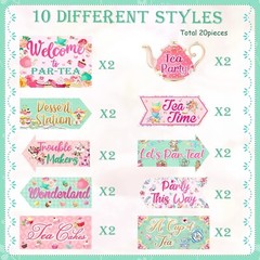 20 Pieces Floral Tea Party Sign Decorations Directional Cardboard Yard Signs …