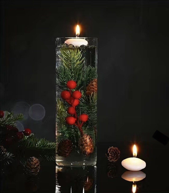 6005pcs/1pack Floating Candle Vase Table Center Decoration Christmas Holidays