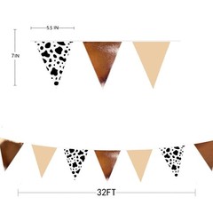 32Ft Cow Party Decorations Western Cowboy Triangle Flag Fabric Banner Pennant…
