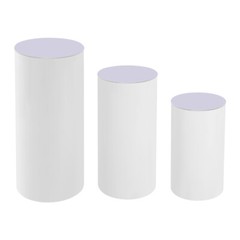 3pcs Pedestal Stand White Pedestal Display Stand Cylinder Pedestal Stand Set