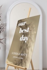 Wedding Welcome Sign – Gold Mirror Customized Sign – Wedding Reception Signage