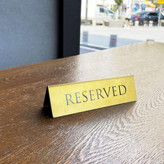 6pc Gold Stainless Steel Reserved Table Signs 6×1.5in Double Sided Tent