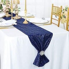 Sequin Table Runner 12″ x 72″ Sparkly Navy Metallic 12″ x 72″ – 1pcs Navy Blue