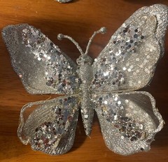 4 Champagne Butterfly Clips Blush Large 6″ Wedding Decorations Sparkly Glitter
