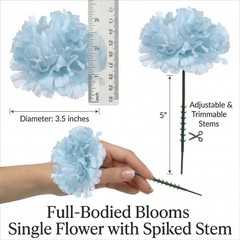 Larksilk Blue Carnations, Fake Flowers, 100 Pack for Events, Weddings, DIY