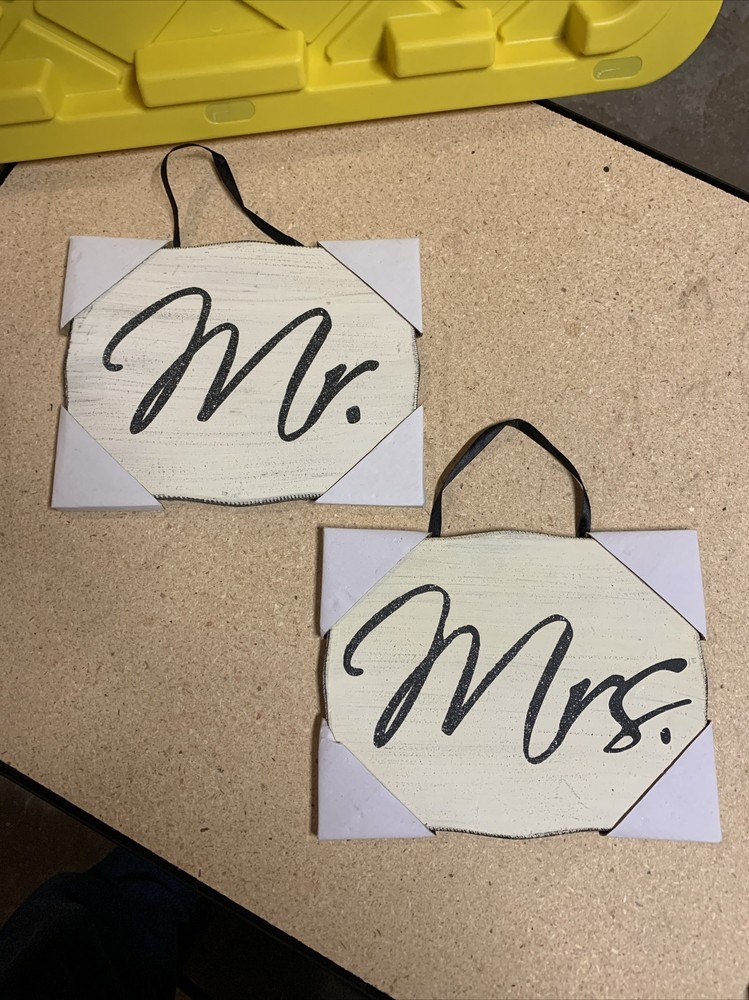 Wedding Bridal Bride Groom Black White Mr. Mrs. Plaques 8” X 10”