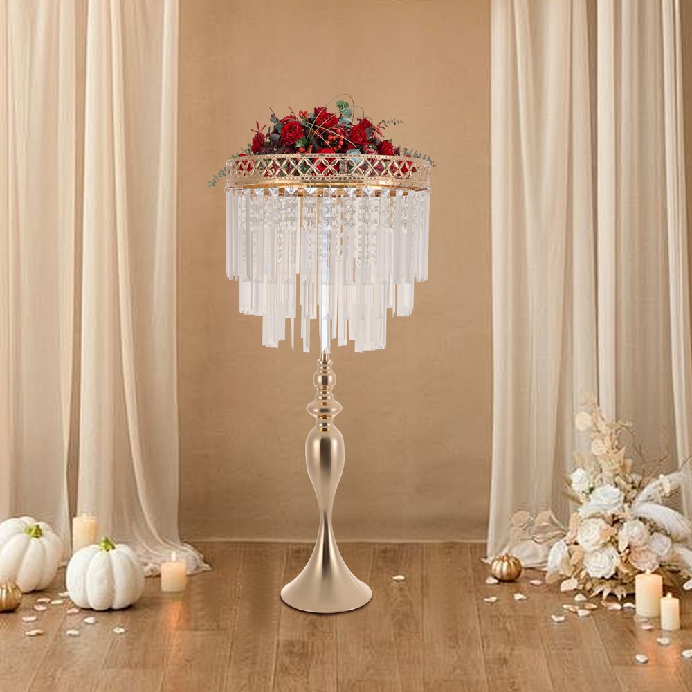 31.49” Tall Flower Holder for Wedding Crystal Flower Stand, Weddings Decoration