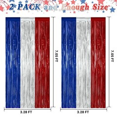 2 Pack 4th of July Decorations, 3.28 FT x 7.05 250 2 PCS, Blue Silver Red