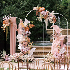 Wedding Arch Stand Set of 3 (7.2FT, 6.6FT, 6FT) White Metal Arched Backdrop Fram