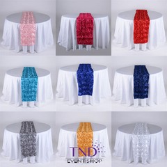 14”x108” ROSETTE SATIN TABLE RUNNER