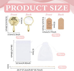 36 Mini Rose Compact Mirrors with Gift Bags & Tags for Quinceanera Favors