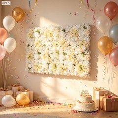 6 Pcs Artificial Flower Wall Panel, Artificial Floral Wall Decoration Backdrop