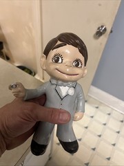 Vintage Atlantic Mold 9”Groom Brown Eyes & Hair W/ Grey Suit Cute Wedding Fun !