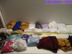 Qty = 29 Chair Covers Many Styles and Colors Blue, Gold, Purple, Pink, Burgundy