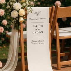 Floral Fabric Reserved In Loving Memory Wedding Seat Banner