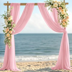 Dusty Rose Elegant Arch Draping Fabric 2 Panels Outdoor 29″ x 20Ft Sheer Chif…