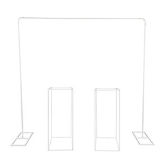 White Wedding Backdrop Stand Set – 1* Balloon Stand + 2* Flower Stands Steel
