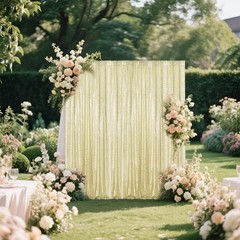 Champagne Sequin Backdrop Curtain 4 Pieces 2FTx8FT Glitter Photography Backdr…