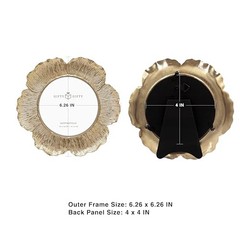 Circular Gold Floral Photo Frame / 4×4 In | For Tabletop Display | 4″X4″