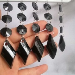 100pc 105mm Black Button Pendant Acrylic Octagon Bead Garland Chandelier Hanging