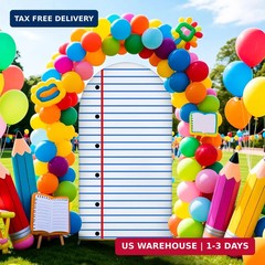 VitalCozy 7.2ft Notebook Arch Backdrop Cover Welcome Back to School Decoration S