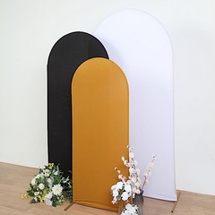 5 ft GOLD Matte Fitted Spandex Round Top Arch Backdrop STAND COVER Party