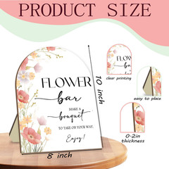 Flower Bar Wooden Sign with Stand, Pink Floral Bridal Shower Sign, Wedding Welco