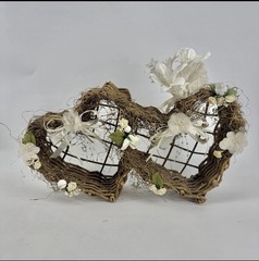 Rustic Grapevine Twig Double Heart Wall Decor Wedding Bridal Basket Centerpiece