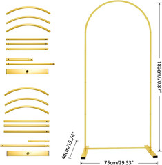 6FT Metal Arch Backdrop Stand Wedding Arch Frame for Parties Wedding Floral US