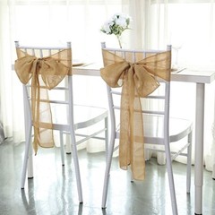 5 pcs GOLD 6″ x 108″ Faux Burlap Chair Sashes Wedding Decorations