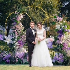 Elegant 3-Piece Gold Wedding Arch Stand Set – 7.2FT, 6.6FT, 6FT for Any Event