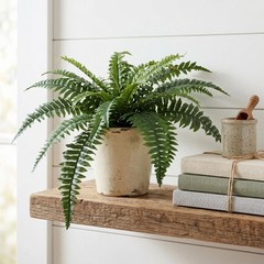 Larksilk Large Artificial Fern Plant 28 in Silk UV Resistant Indoor Outdoor