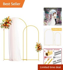 Stable Gold Metal Arch Stand Set – 2-Piece 7.2FT & 6FT Backdrop for Celebrations