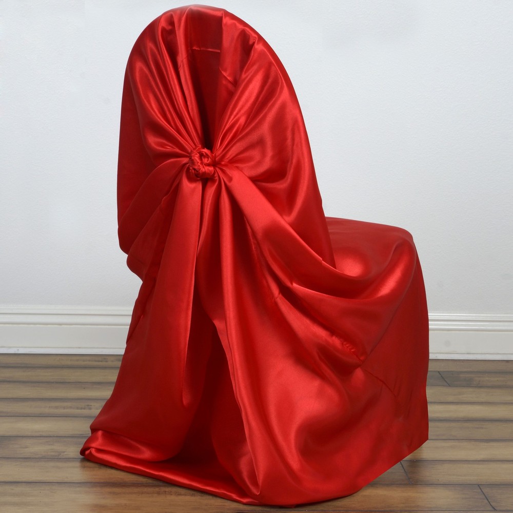 6 Red SATIN UNIVERSAL CHAIR COVER for Wedding Banquet Reception Decorations