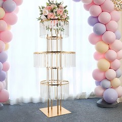 Five-Tier Crystal Flower Stand – Modern Electroplated Iron Display Rack US