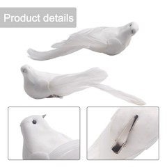 Artificial Doves Garden Home Indoors Clip Decor Fake Feather Foam Home