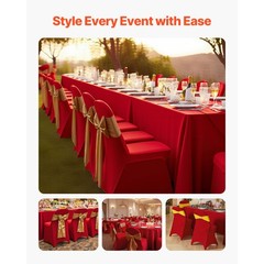 Uimoso 50PCS Red Stretch Spandex Chair Covers for Weddings, Parties, and Dining
