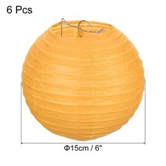 6pcs 6 Inch Folding Hanging Paper Lanterns Small Lampshade Yellow