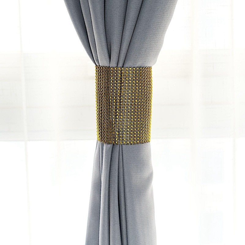 4 GOLD Rhinestone Mesh CURTAIN Tie Backs Drapery Holdbacks Party
