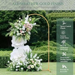 7.2FT Arch Backdrop Stand for Parties, Metal Balloon Arch kit 7.2 FT Gold