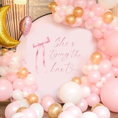 She’s Tying The Knot Decal – Bachelorette Pink Bow Sign Decor Decal, Bridal S…