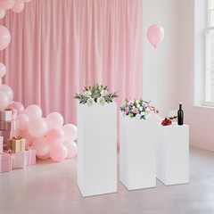3 PCS Display Pedestal Stands White Square Tall Pedestal Stands Pedestal Wedding