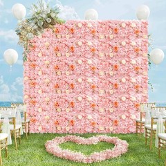 FUHSY Pink 3D Flower Wall Panels 12PCS 15x15in Wedding Party Backdrop Decor