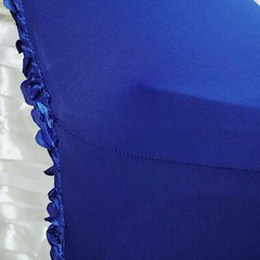 Royal Blue Satin Rosette SPANDEX Stretchable Banquet CHAIR COVER Wedding