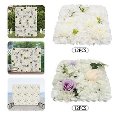 3D Flower Wall Panel-12pcs Artificial Flower Wall Background Silk Rose Wedding