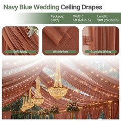 6 Panels Caramel Ceiling Drapes with Lights 60″W x 240″L (Pack of 6),