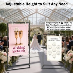 Wedding Welcome Sign Stand, Adjustable Linen Welcome to Our Wedding Sign Hold…