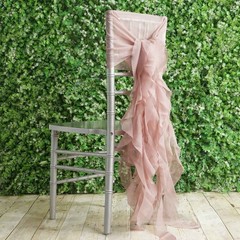 Dusty Rose Premium CHAIR COVER with Curly Chiffon Ruffled SASHES Decorations